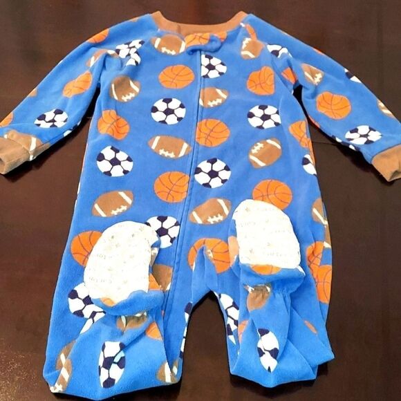 Carter's Blue Sport Print Footed Pajamas 24M - Picture 1 of 2